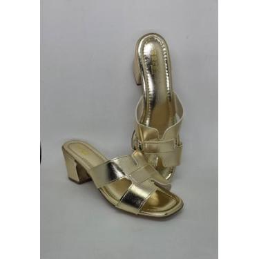 Imagem de Sandália Feminina Tamanco H Confortável Salto Grosso Bloco - Rozes Sho