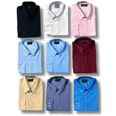 Imagem de KIT 09 peças - Camisa Social Manga Longa Slim e Tipo Linho (sem cinza 