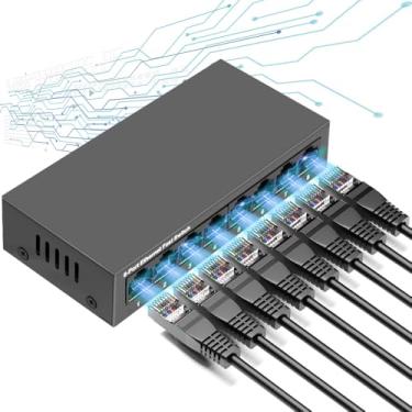 Imagem de Switch Ethernet Gigabit de 8 Portas, Switch Gigabit, Divisor de Ethernet Desktop, Hub de Derivação de Rede Ethernet, 8 * Portas LAN Gigabit 1000Mbps, Interruptor de Rede Ethernet Silencioso Preto