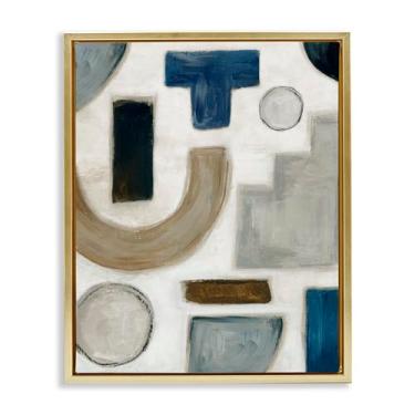 Imagem de Stupell Industries Design de arte de parede em tela emoldurada flutuador dourado formas de tom natural por Emma Peal, 25 x 31