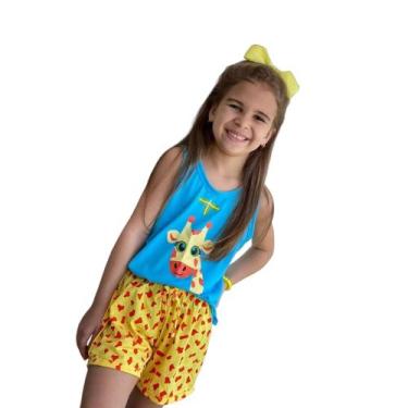 Imagem de Pijama Infantil Menina Regata Estampado Baby doll de Verão sem Manga e