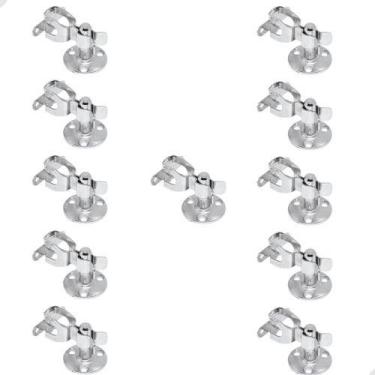 Imagem de Kit 11 Fixador de piso Para Porta Cromado Batedor Prendedor de Pressao