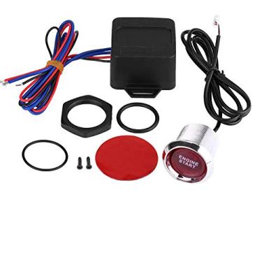 Imagem de MUNEFE Kit de ignição sem chave, interruptor de botão de partida do motor de veículo automotivo 12V, interruptor de partida de ignição para carros, caminhões, motocicletas (Luz Vermelha)