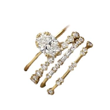 Imagem de Mnyixsi Conjunto de anéis femininos empilháveis de pedra CZ de zircônia cúbica com 4 peças de zircônia cúbica, declaração de amor, aniversário empilhável, aliança fina, eternidade, presente tamanho 7