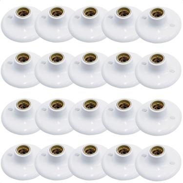 Imagem de Kit 20 Plafons Taschibra Porcelana Redondo E27 Bivolt Branco