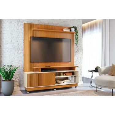 Imagem de Home Theater Ares para TV de até 75 polegadas (com rodízios) - Cinamomo / off white - Madetec