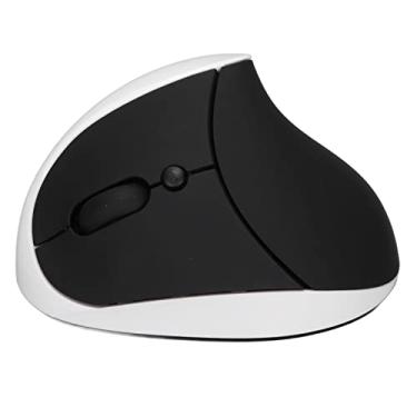 Imagem de Sem Fio Vertical do Mouse Esquerdo Com Bateria Recarregável e 1600 Dpi para Laptops para PC (Branco preto)