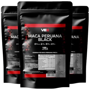 Imagem de Kit 3x Maca Peruana Negra 10.000mg por Porção 100 Gramas (Equivale 300 Cápsulas) Vitaminas Minerais Black Pura Premium Homens e Mulheres Energia Resistência Suplemento Pó Sem Glúten Rende 10 Porções - VEE