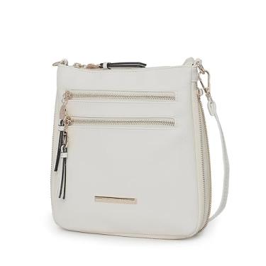 Imagem de MKF Collection Bolsa tiracolo feminina – Bolsa carteiro de couro PU – Bolsa de mão de designer com alça de ombro por Mia K, R Angelina branca, Medium