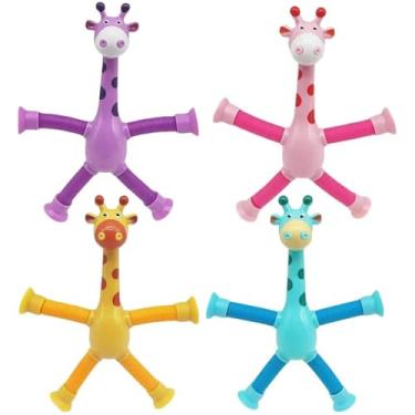 Imagem de Kit 3 Girafas Estica, Puxa e Gruda, Anti Estresse, Pop It, Brilha Quando Chacoalhado- QH Shopp