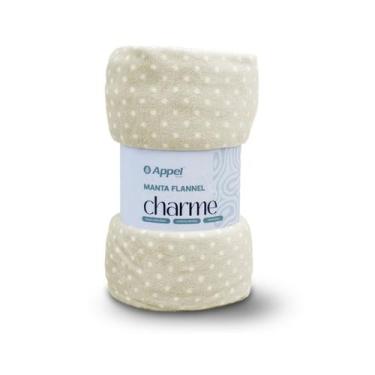Imagem de Manta Microfibra Casal Flannel Appel Charme Poa Bege