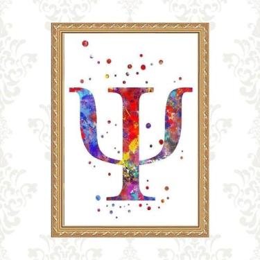 Imagem de Quadro Moldura Dourada Símbolo Psicologia 45X34Cm - Quadros On-Line