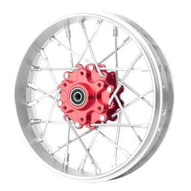 Imagem de BeaxTurbo Racing Upgrade Parts CNC Aluminum Front Spoke Wheel for Losi Promoto MX 1/4 Silver Ring LOS46002 (Silver-red)