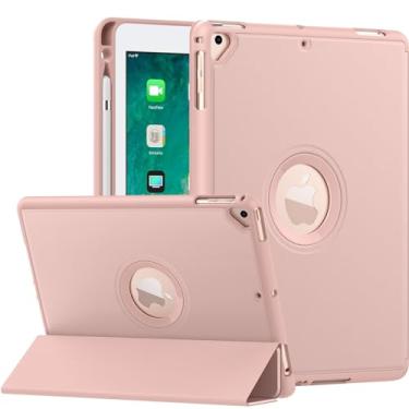 Imagem de MoKo Capa para iPad 6ª geração 2018/iPad 5ª geração 2017 com suporte para caneta, capa para iPad 9.7 com suporte traseiro de TPU macio, ativar/hibernar automaticamente, ouro rosa