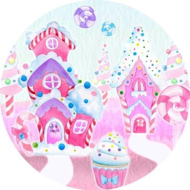 Imagem de Painel Redondo Tecido Sublimado 3D Doces Frd-5863