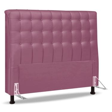 Imagem de Cabeceira Cama Box Casal King Size Ciara 195cm Botonê Com Frame Suede Rosa
