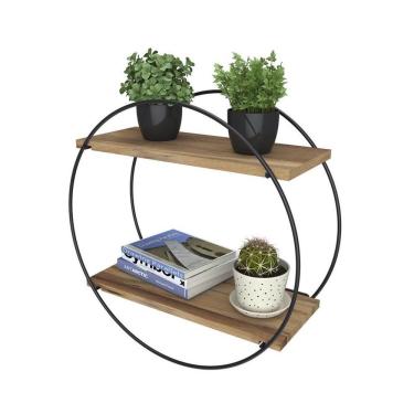 Imagem de Prateleira De Parede De Madeira Decorativa Redonda - Stolf