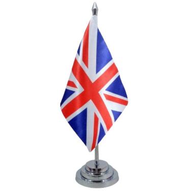 Imagem de Bandeira Mesa Dupla Face Reino Unido Mastro 29 Cm Alt