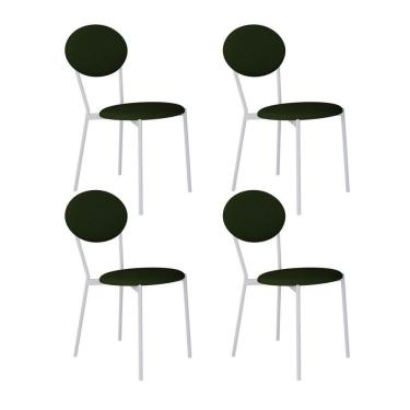 Imagem de Cadeira Fixa Estofada Vintage Elipse Com 4 Unidades Branco-preto