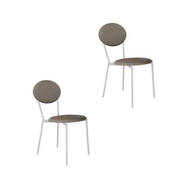 Imagem de Cadeira Fixa Estofada Vintage Elipse Com 2 Unidades Venus Cinza-branco Fosco