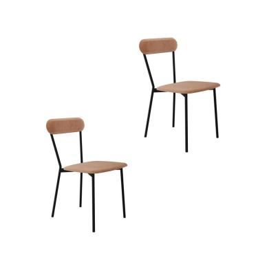 Imagem de Cadeira Fixa Estofada Vintage Emília Com 2 Unidades Preto