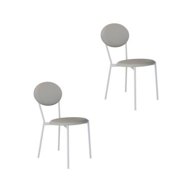 Imagem de Cadeira Fixa Estofada Vintage Elipse Com 2 Unidades Saturno Off White-branco Fosco