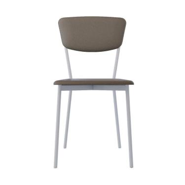 Imagem de Cadeira Fixa Estofada Vintage Retrô Com 4 Unidades Cinza-branco