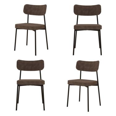 Imagem de Kit Com 4 Cadeiras Para Sala De Jantar Mona Yescasa Marrom Castor