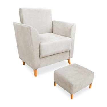 Imagem de Poltrona De Amamentação Com Puff Flavia Suede Bege - Pallazio