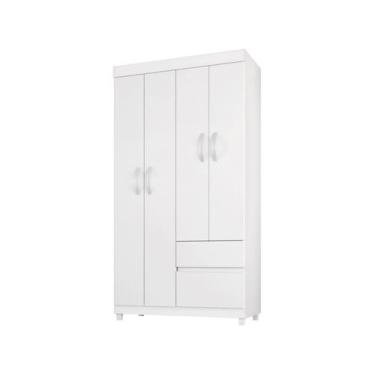Imagem de Guarda-roupa Solteiro 4 Portas 2 Gavetas Demóbile Lotus, Branco e Rosa