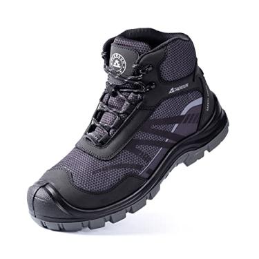 Imagem de TAERDUN Botas De Segurança Com Biqueira Aço Para Homens, Calçados Trabalho Antiderrapantes, Respiráveis, Confortáveis E Leves, Industriais Construção, Soldagem Indestrutíveis, Cinza Escuro, 7
