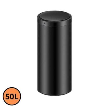 Imagem de Lixeira Automática Redonda 50 Litros Com Sensor Preta - Globalmix