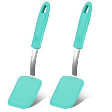 Imagem de Yetene Espátula de silicone para biscoitos, pacote com 2, mini espátula de brownie, flexível, pequena espátula de silicone para panelas antiaderentes, resistente ao calor, sem arranhões, para panqueca