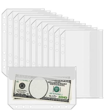 Imagem de Antner Envelopes de fichário tamanho A6 com 6 furos, envelopes de orçamento para orçamento, transparente, PVC, sem zíper, sacos de folhas soltas, páginas de inserção à prova d'água, sacos de arquivamento de pasta de documentos, 12 peças
