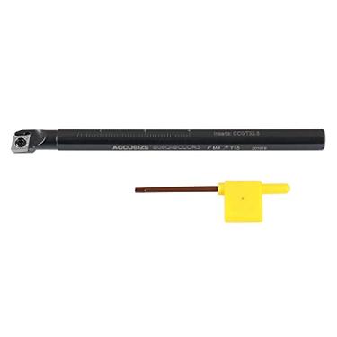 Imagem de Accusize Industrial Tools Comprimento total de 1/5.1 cm x 18.2 cm, barra de perfuração intercambiável Rh Sclcr com alumínio de corte de inserção de carboneto Ccgt32.5-Akh01, P252-S501