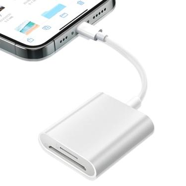Imagem de Leitor de cartão SD para adaptador de iPhone – Leitor de cartão de memória SD para USB C para iPhone 15/16 Pro, iPad, MacBook, dispositivos Android – Adaptador de cartão SD/MicroSD Plug & Play para