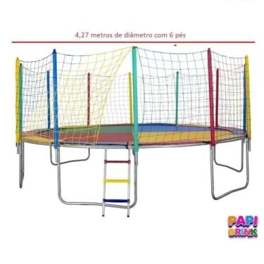 Imagem de Cama elástica Infantil 4,27 6 Pés Colorida 84 Molas Papibrink