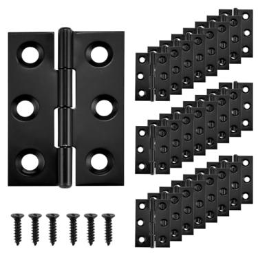 Imagem de 24 peças pequenas dobradiças de porta, mini dobradiças dobráveis de aço inoxidável de 5 cm com 144 parafusos, ferragens para móveis de armário de piano doméstico para porta, baú de madeira, gaveta