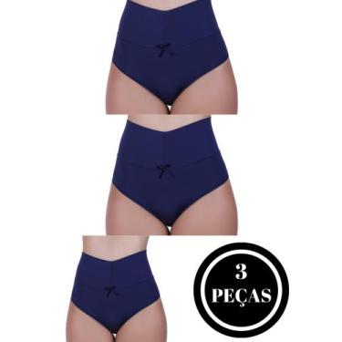 Imagem de Kit 3 Calcinha Cós Alto Segura Barriga Tanga Modeladora Pós Parto - c1