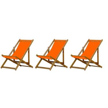 Imagem de Kit 3 Cadeiras Espreguiçadeira Preguiçosa Dobrável Sem Braço Mel