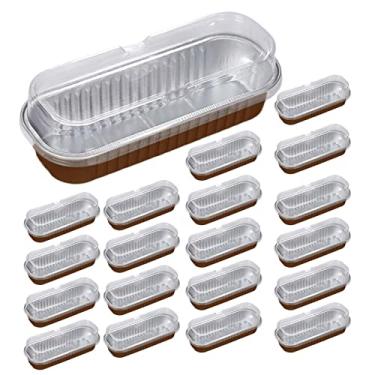 Imagem de Forma de bolo | 20 copos de alumínio antiaderentes, formas retangulares de 200 ml, formas de muffin, formas antiaderentes, formas de assar, suportes para bolos de brownie
