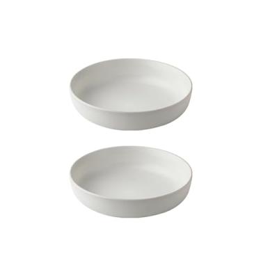 Imagem de Prato de cerâmica branco de 20 cm tigela de salada fosca simples - 2 peças