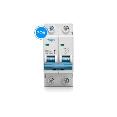 Imagem de Mini disjuntor Termomagnetico Elgin Bipolar 2 polos 20A 6KA MCB