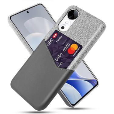 Imagem de Capa para Vivo S19 5G,Anti-deslizamento,Proteção contra quedas de 360°,Resistência à impressão digital,Tela e caso de couro PU com 1 slot de cartão atrás-Gray