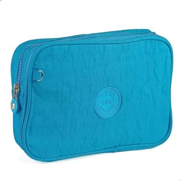 Imagem de Estojo Escolar Feminino Box Organizador Bolsinha Grande Colorida Porta Lapis Caneta (AZUL)