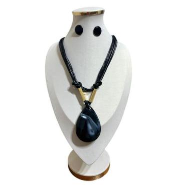 Imagem de Max colar feminino kit com brinco elegante presente - MLBpel, Preto