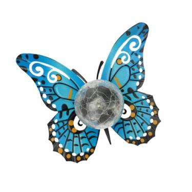 Imagem de Generic Luminária solar em formato de borboleta para jardim, decoração de jardim ao ar livre, lâmpada de ferro, arte para evento de Halloween, mesa, chão,