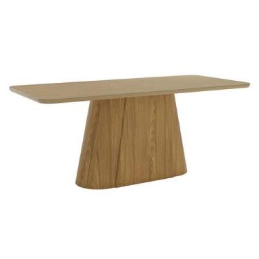 Imagem de Mesa de Jantar Olivia 200 cm Canto Arredondado com Vidro Nature  Henn