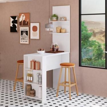 Imagem de Bancada Luna com Painel Greta para Cozinha Branco - IRM