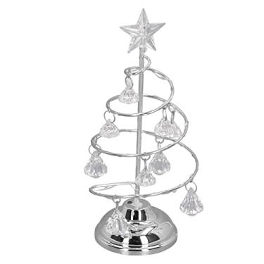 Imagem de Domary LED Crystal Christmas Tree Lamp Night Light Ornament Presente Infrono Casamento Graduação LR44 Bateria (Luz branca prateada)